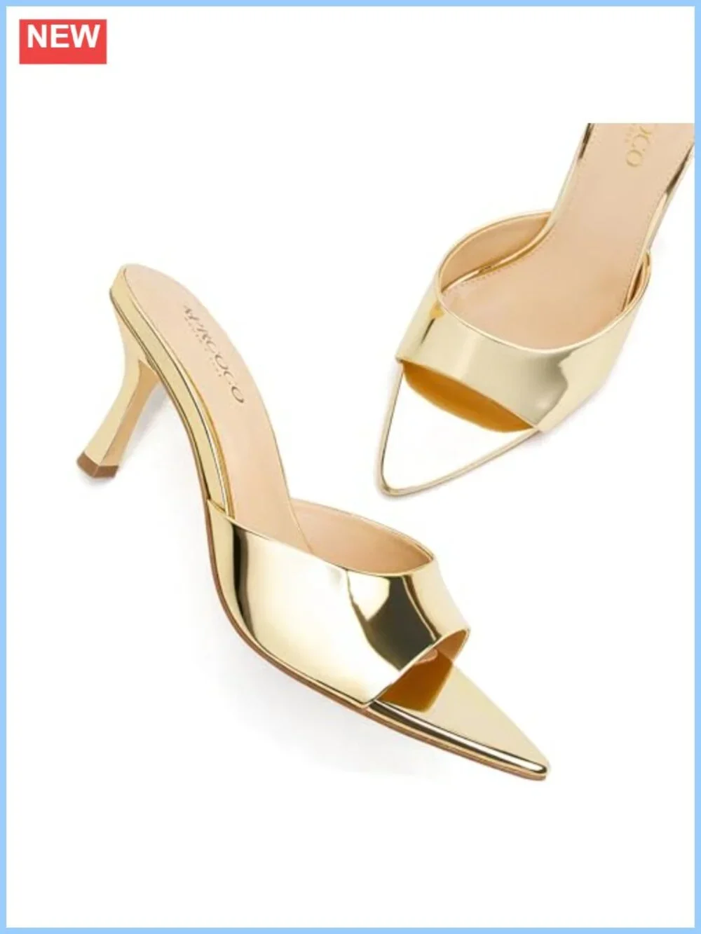 Women's Heeled Mules Pointed Open Toe Stiletto Slip On Faux Leather Formal